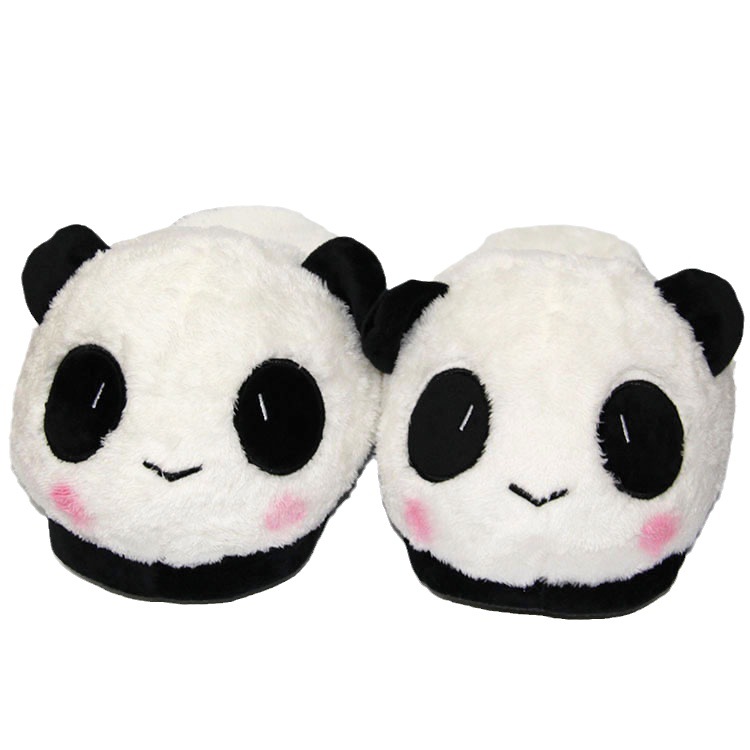  Cartoon Panda Slippers Soft Plush Funny Nonslip Novelty Slippers Winter for Bedroom Indoor House Shoes Home Slippers