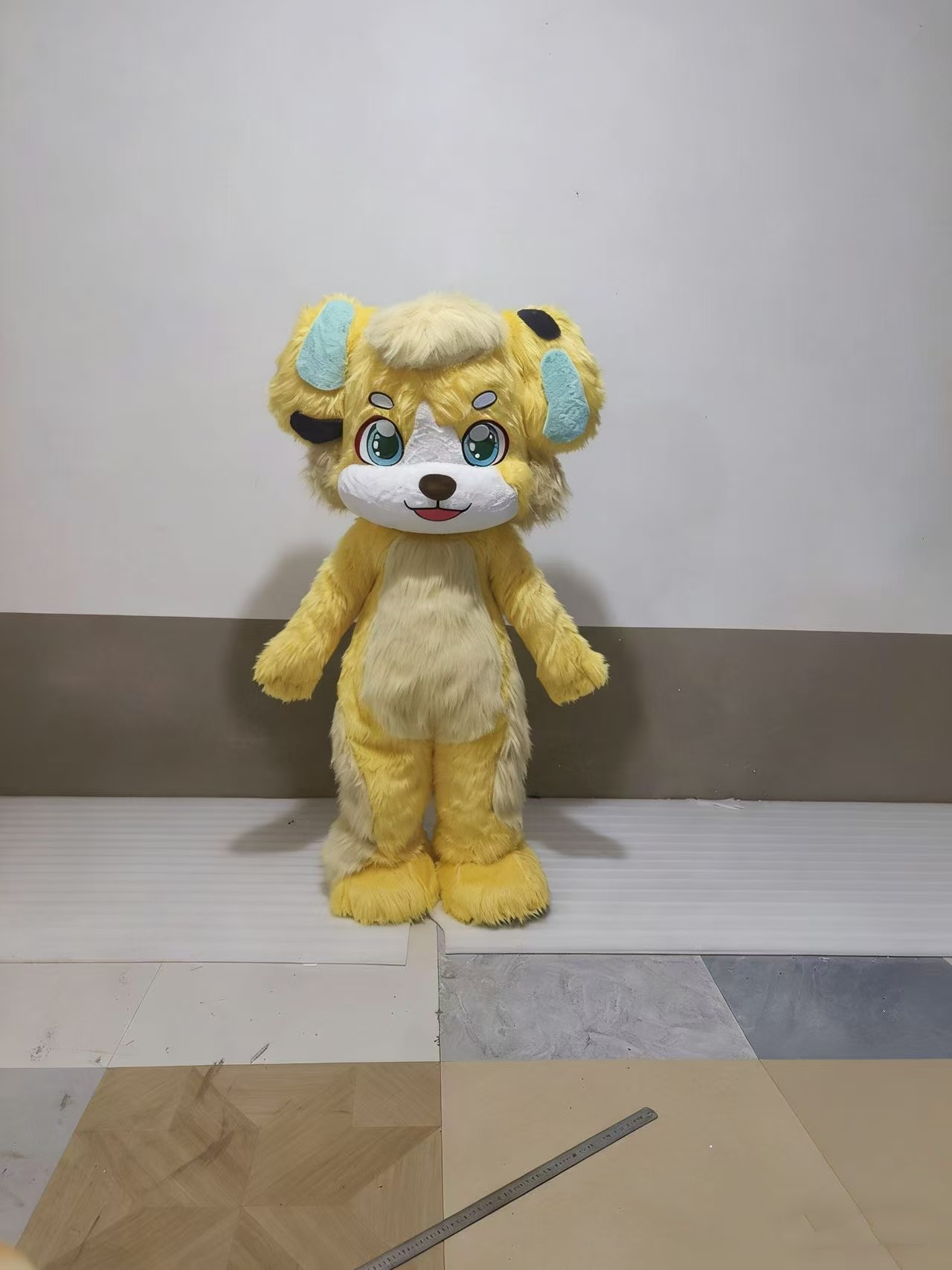 Yellow long plush dog costume