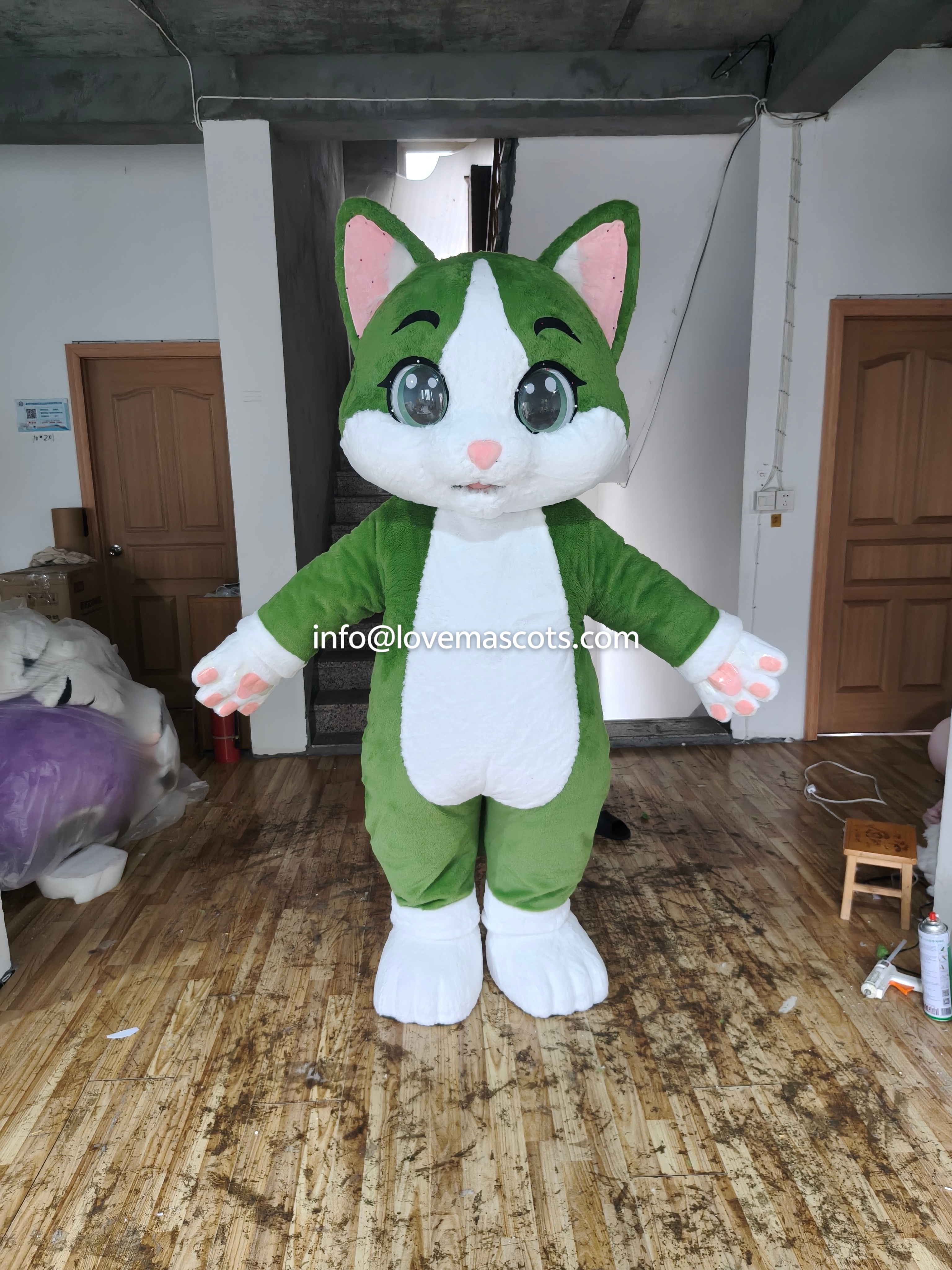Long‑Haired Cat Mascot – Cute Fluffy Feline Character Design